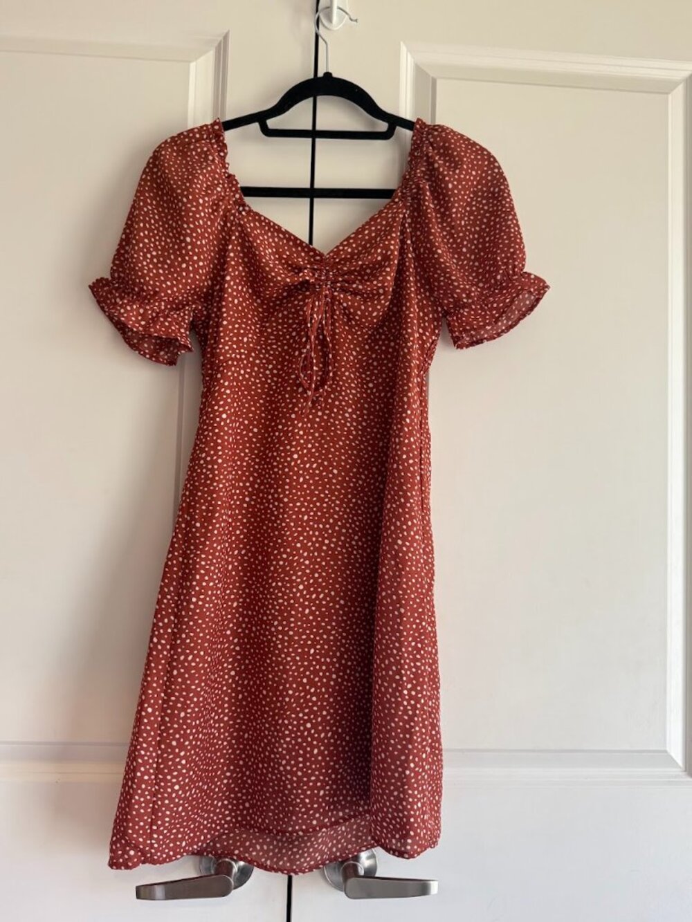 Rust Polka Dot Mini Dress